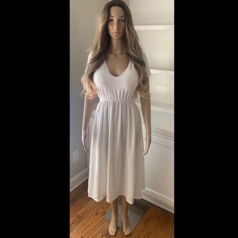 Breezy Beach Break White Midi Dress